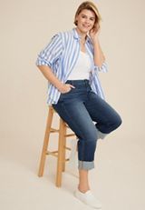 Plus Size m jeans by maurices&trade; Classic Mid Rise Mid Fit Straight Cropped Jean, C258, small