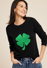 Shamrock Crew Neck Sweater, C1756, small