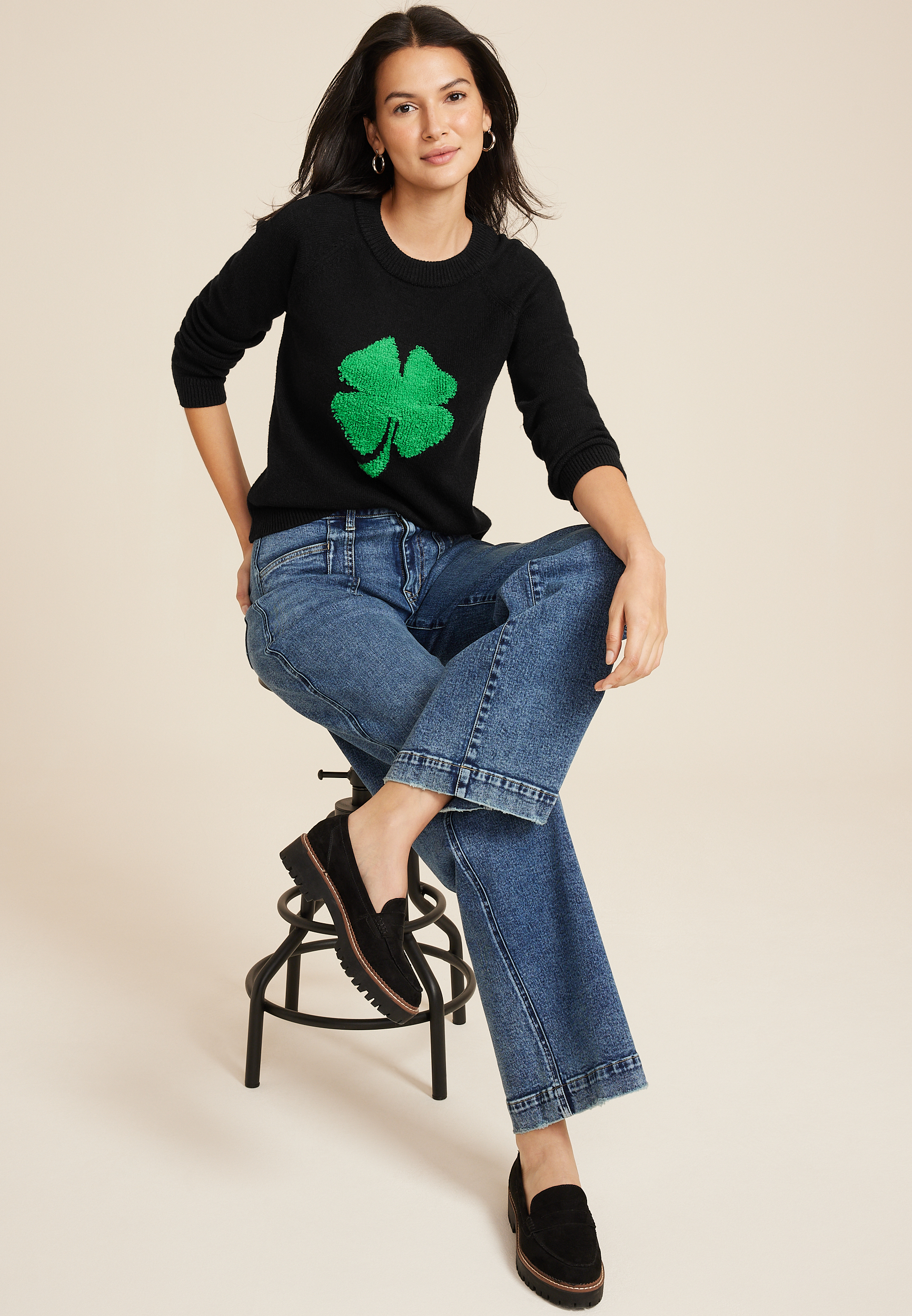 Shamrock Crew Neck Sweater, C1756, large