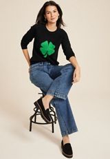 Shamrock Crew Neck Sweater, C1756, small