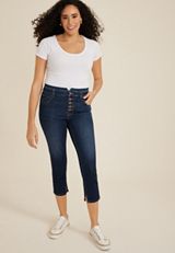 m jeans by maurices&trade; Cool Comfort Mid Rise Mid Fit Stacked Waist Cropped Jean, C258, small