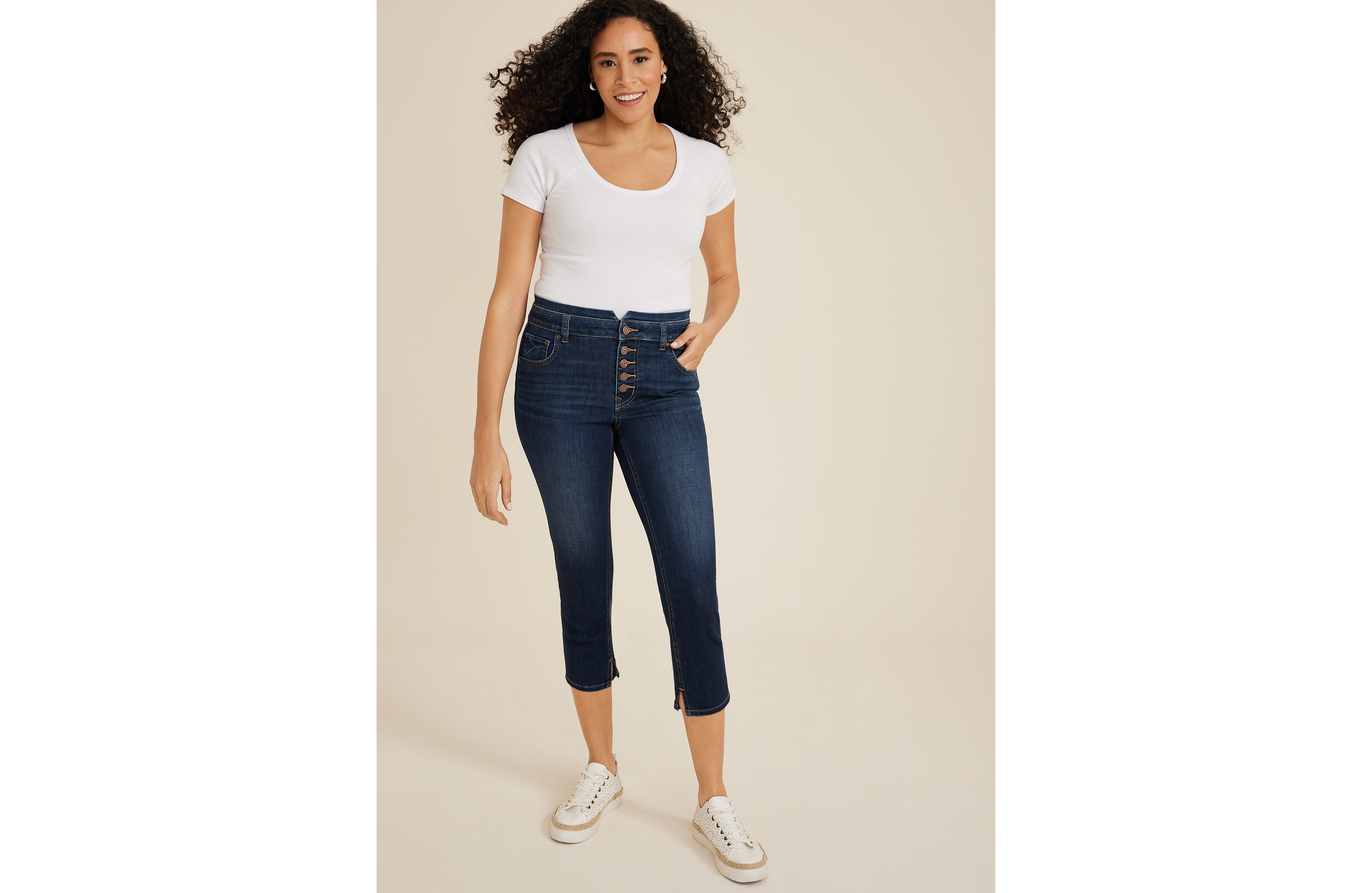 m jeans by maurices™ Cool Comfort Mid Rise Fit Stacked Waist Cropped Jean