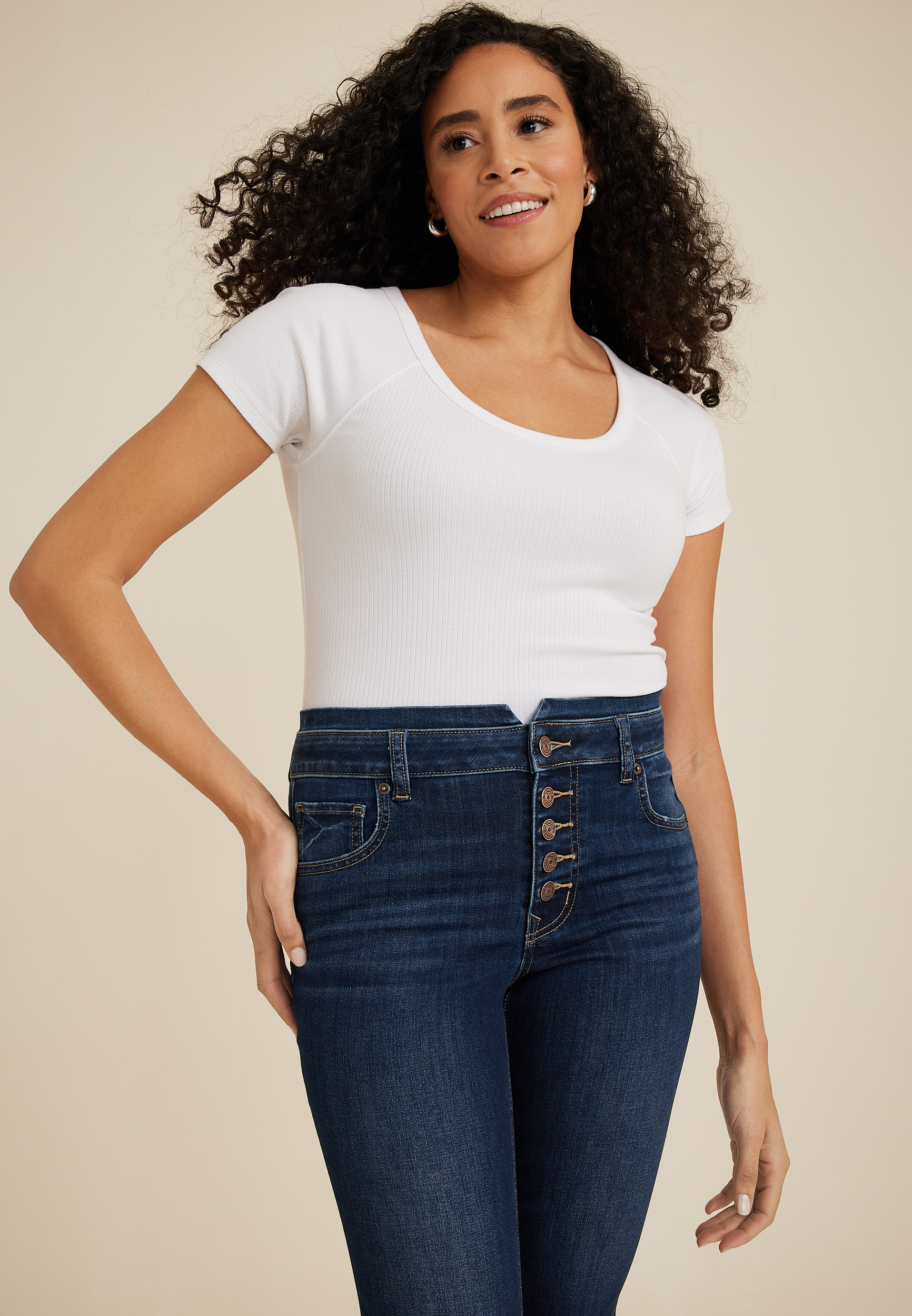 m jeans by maurices&trade; Cool Comfort Mid Rise Mid Fit Stacked Waist Cropped Jean, C258, large