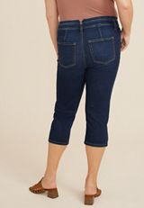 Plus Size m jeans by maurices&trade; Cool Comfort Mid Rise Mid Fit Stacked Waist Cropped Jean, DARK SANDBLAST, small