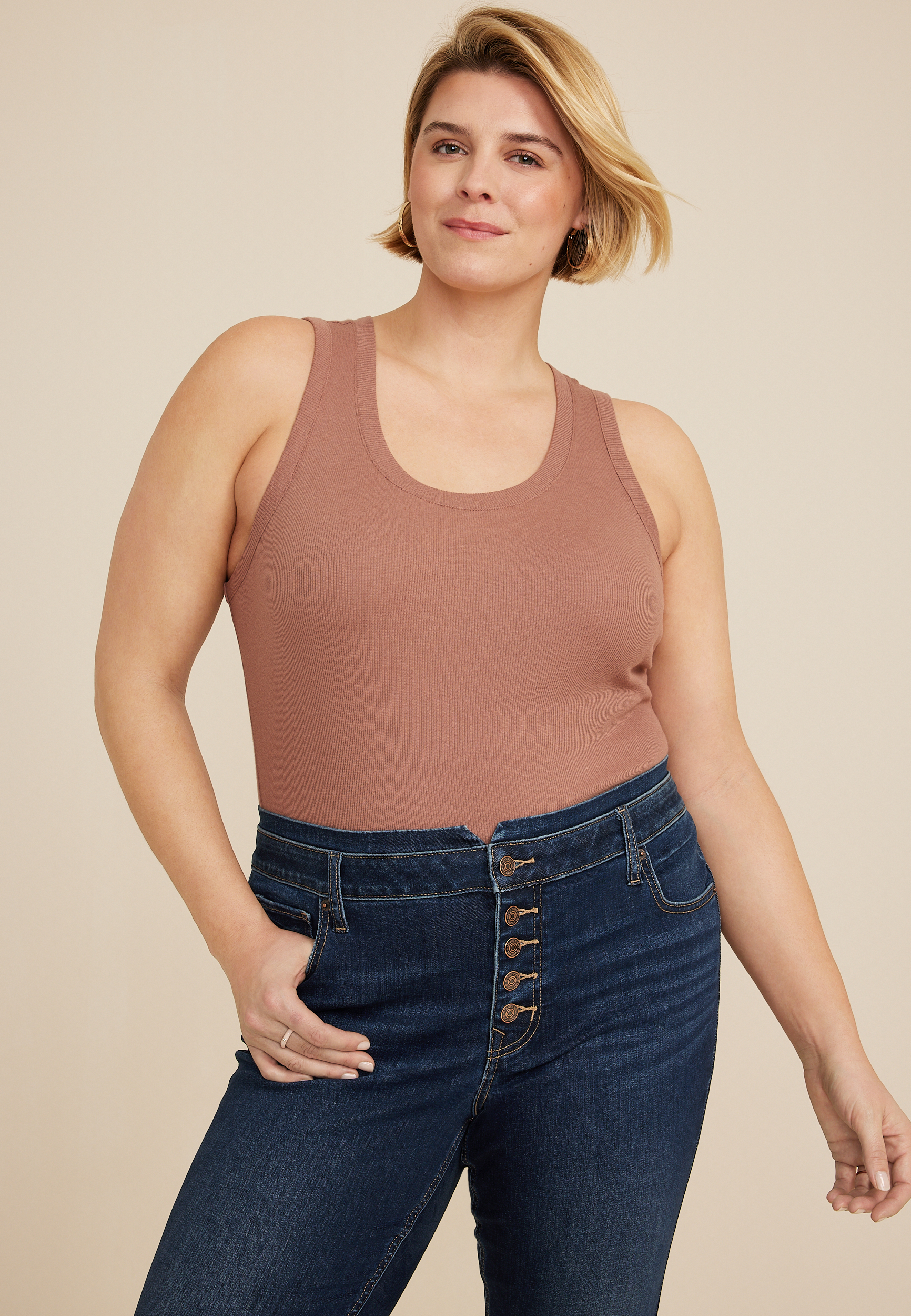 Plus Size m jeans by maurices&trade; Cool Comfort Mid Rise Mid Fit Stacked Waist Cropped Jean, DARK SANDBLAST, large