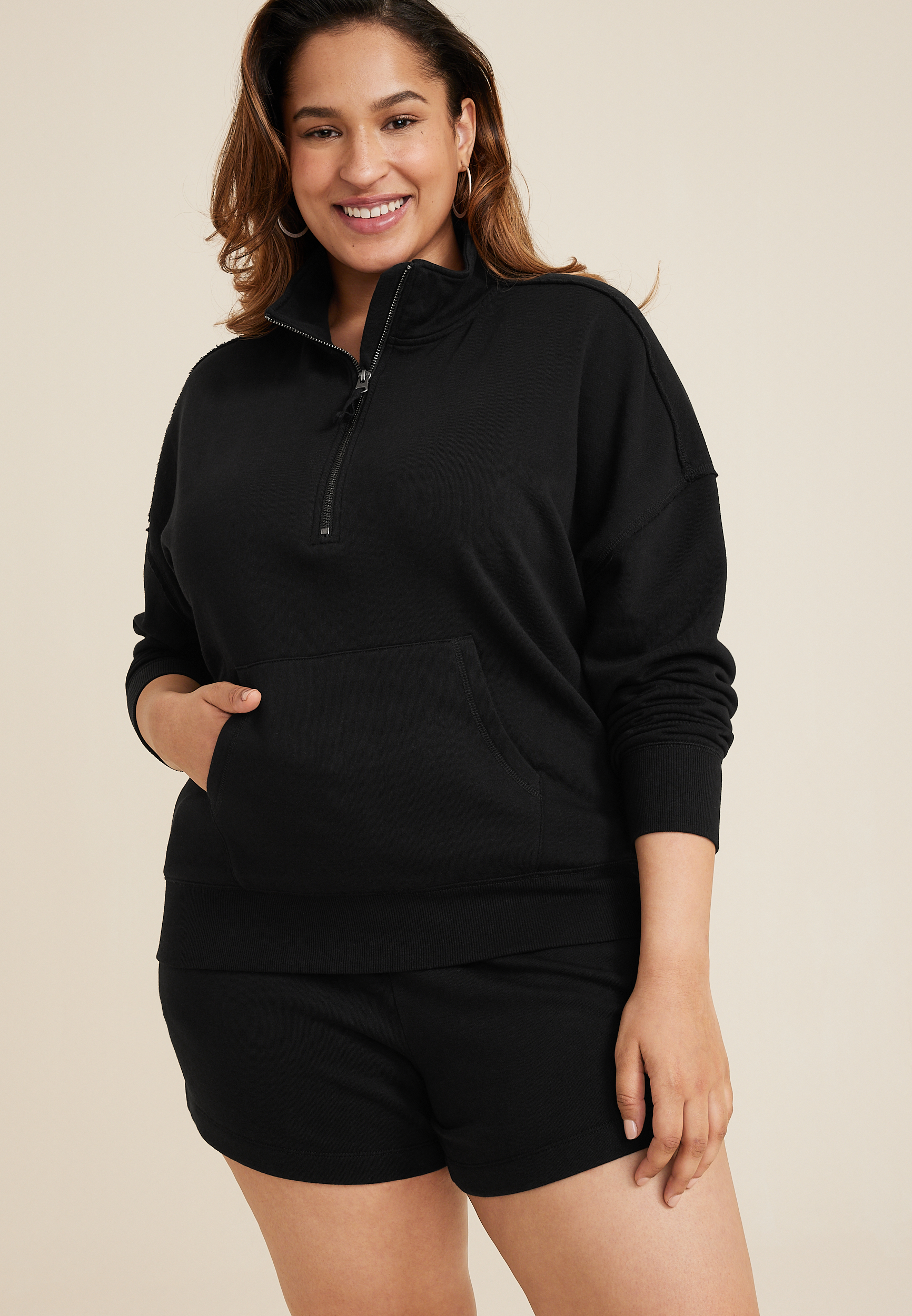 Plus size black shop skirt quarter zip