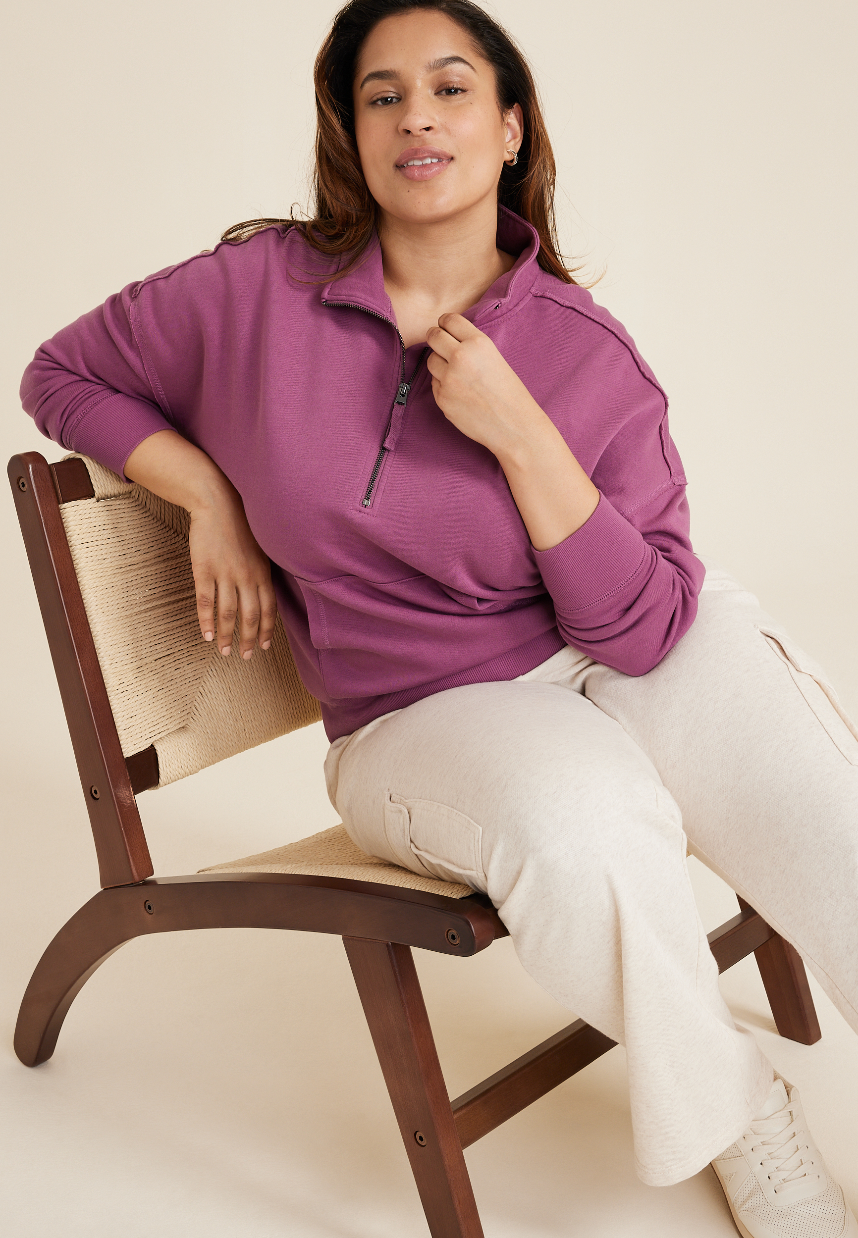 Plus Size Quarter Zip Pullover, C354, large