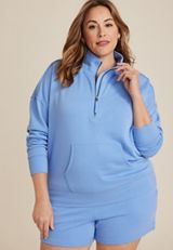 Plus Size Quarter Zip Pullover, C4624, small