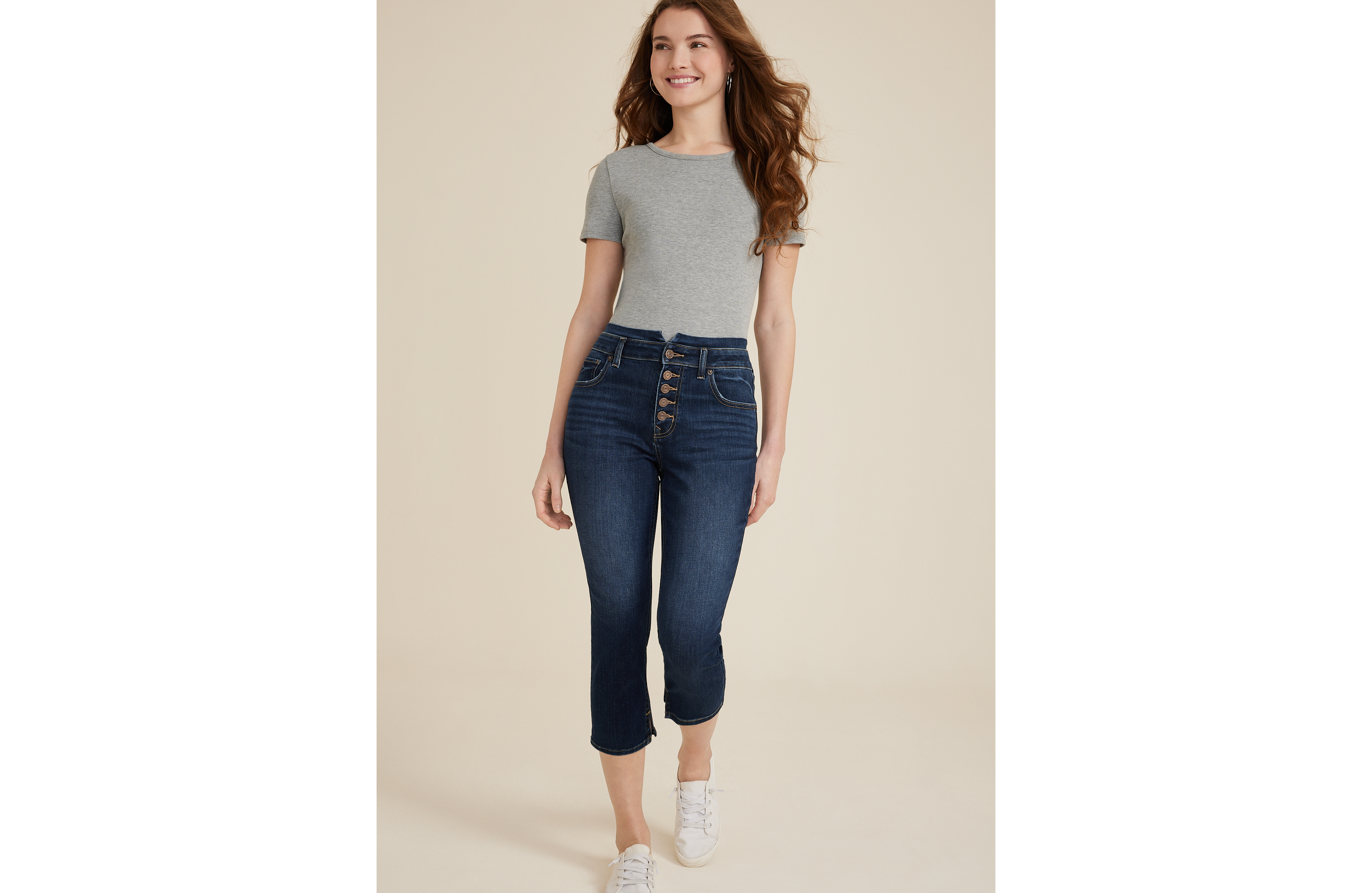 m jeans by maurices™ Cool Comfort High Rise Curvy Stacked Waist Cropped Jean