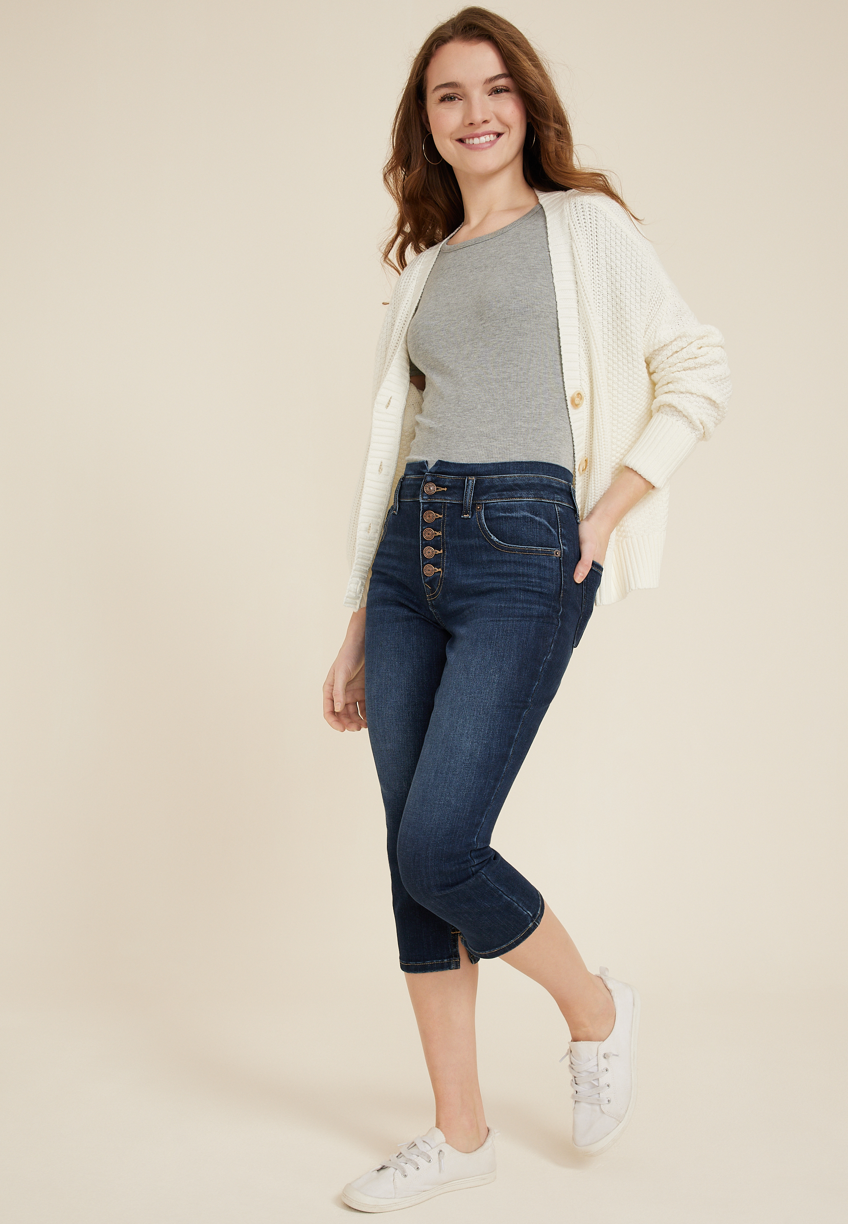 m jeans by maurices&trade; Cool Comfort High Rise Curvy Stacked Waist Cropped Jean, C258, large