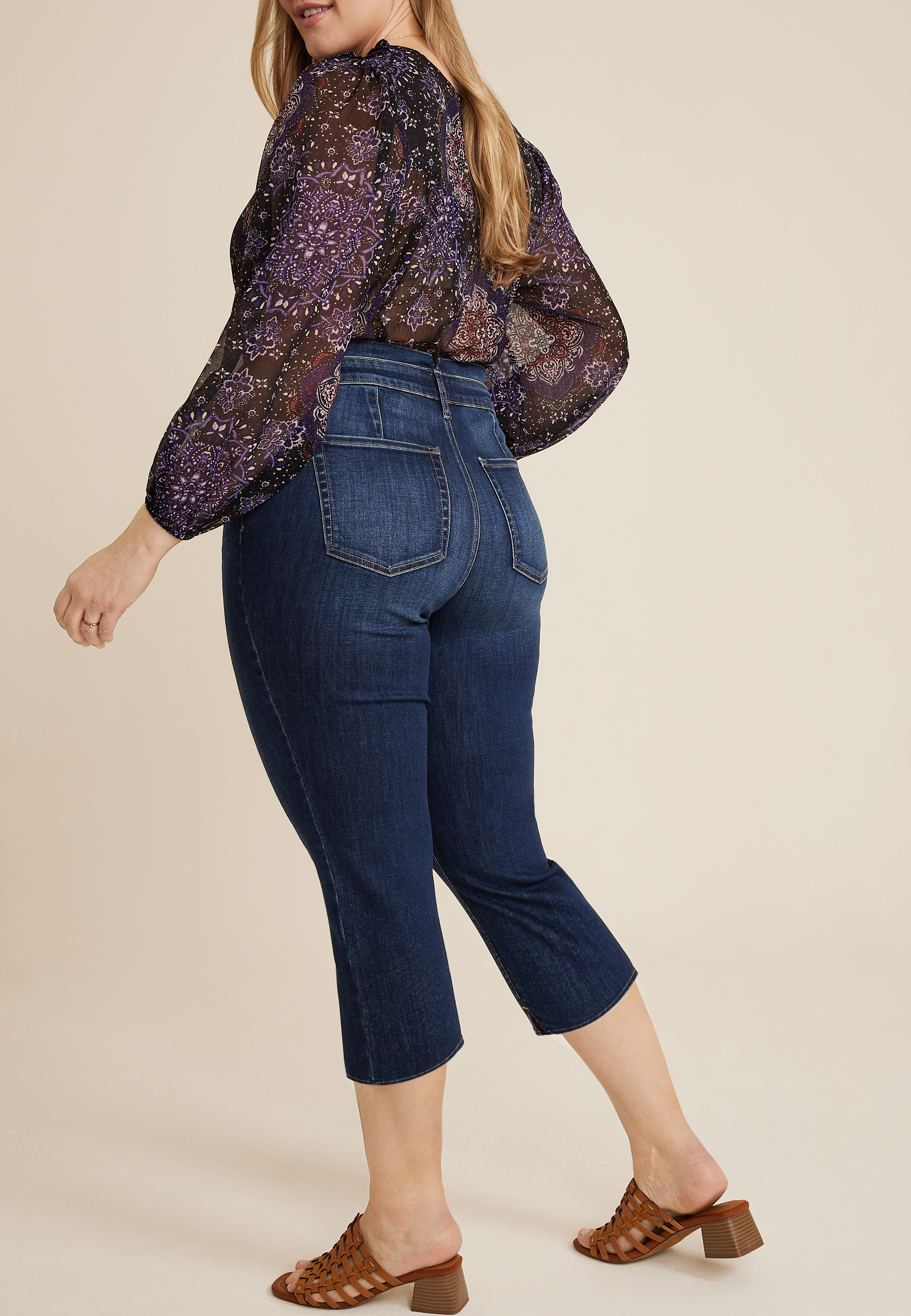 Plus Size m jeans by maurices&trade; Cool Comfort High Rise Curvy Stacked Waist Cropped Jean, C258, large