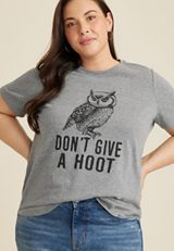 Plus Size Dont Give A Hoot Owl Graphic Tee, C3017, small