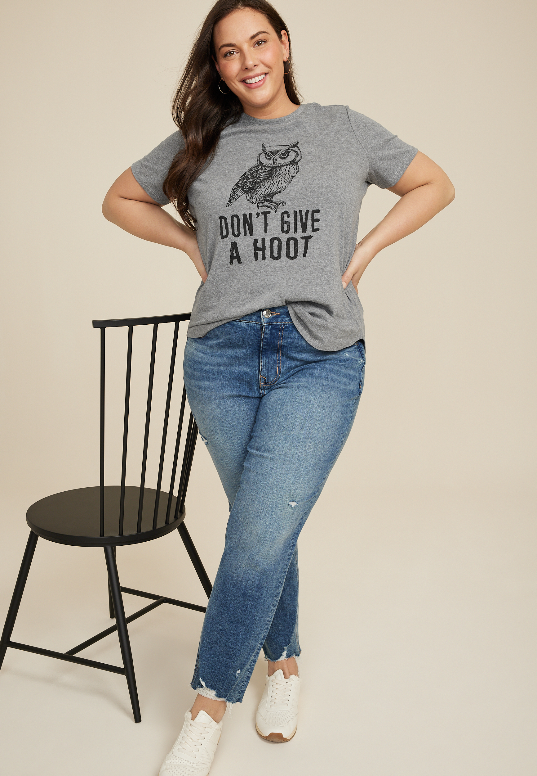 Plus Size Dont Give A Hoot Owl Graphic Tee, C3017, large