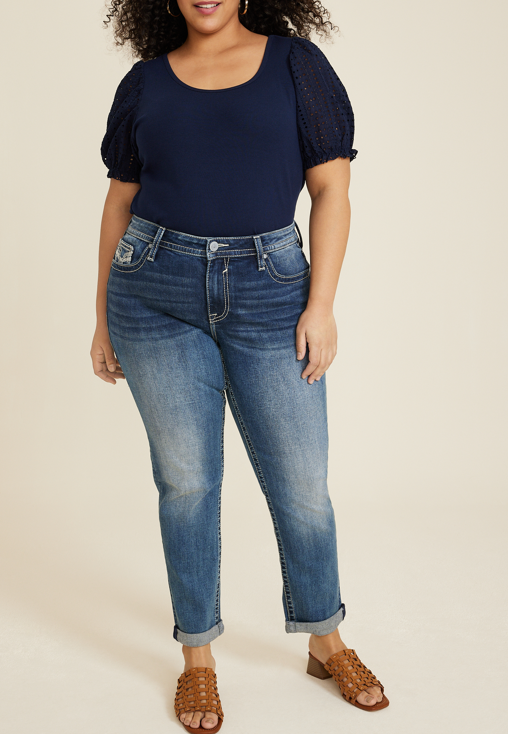Plus Size Vigoss&reg; Heritage Mid Rise Tomboy Jean, C258, large