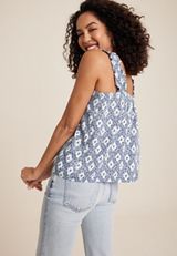 Floral Ruffle Strap Swing Tank Top, C3317, small