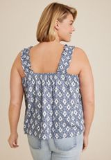 Plus Size Floral Ruffle Strap Swing Tank Top, C3317, small