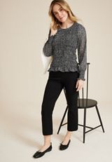 Floral Smocked Blouse, BLACK COMBO, small