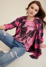 Beatles Vintage Oversized Fit Graphic Tee, C6475, small