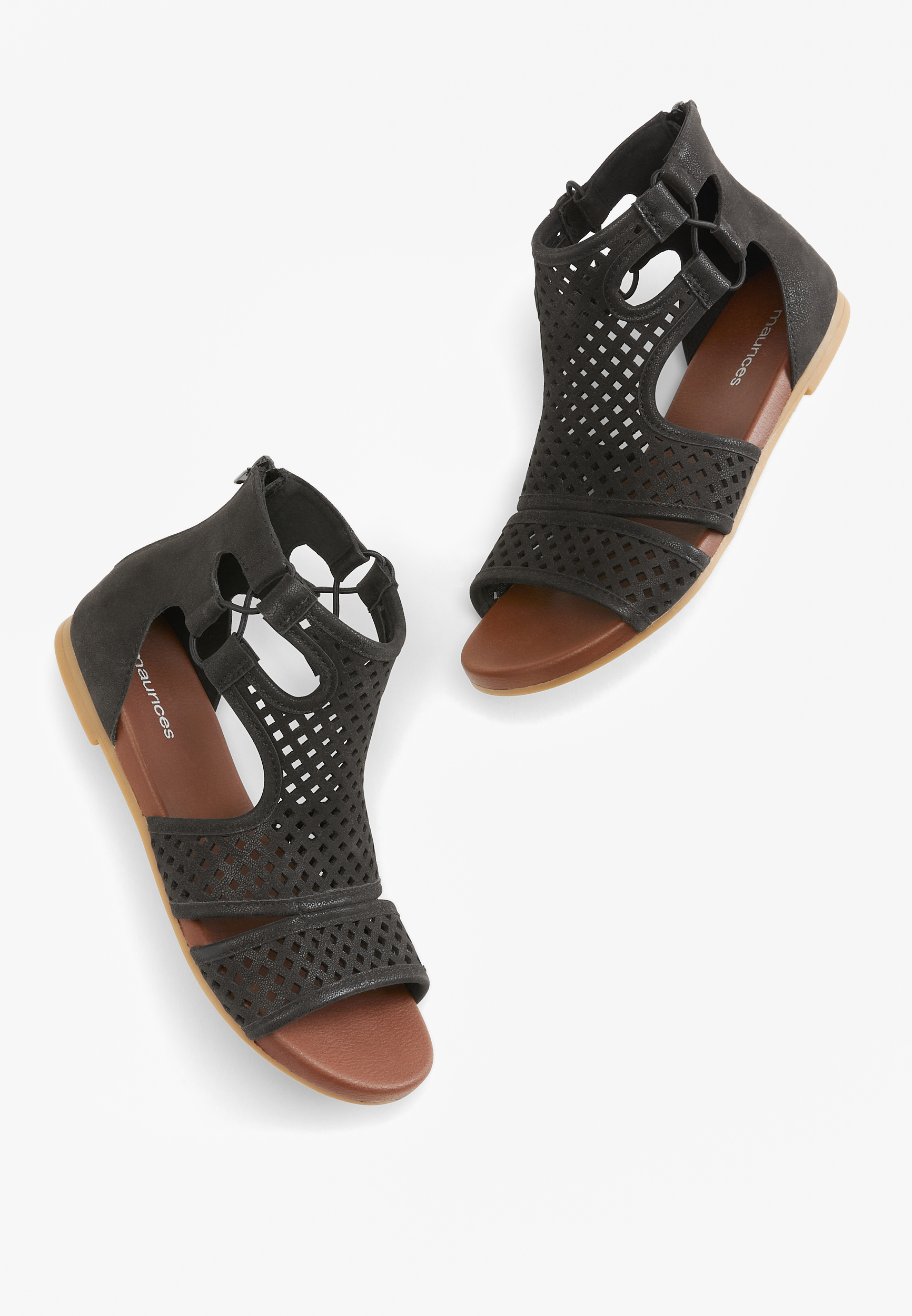 SuperCush Wendy Laser Cut Gladiator, BLACK, large