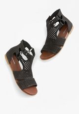 SuperCush Wendy Laser Cut Gladiator, BLACK, small