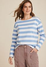 Marina Striped Mixer Tee, SPRUCE BLUE COMBO, small