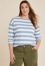 Plus Size Marina Striped Mixer Tee, C9004, small