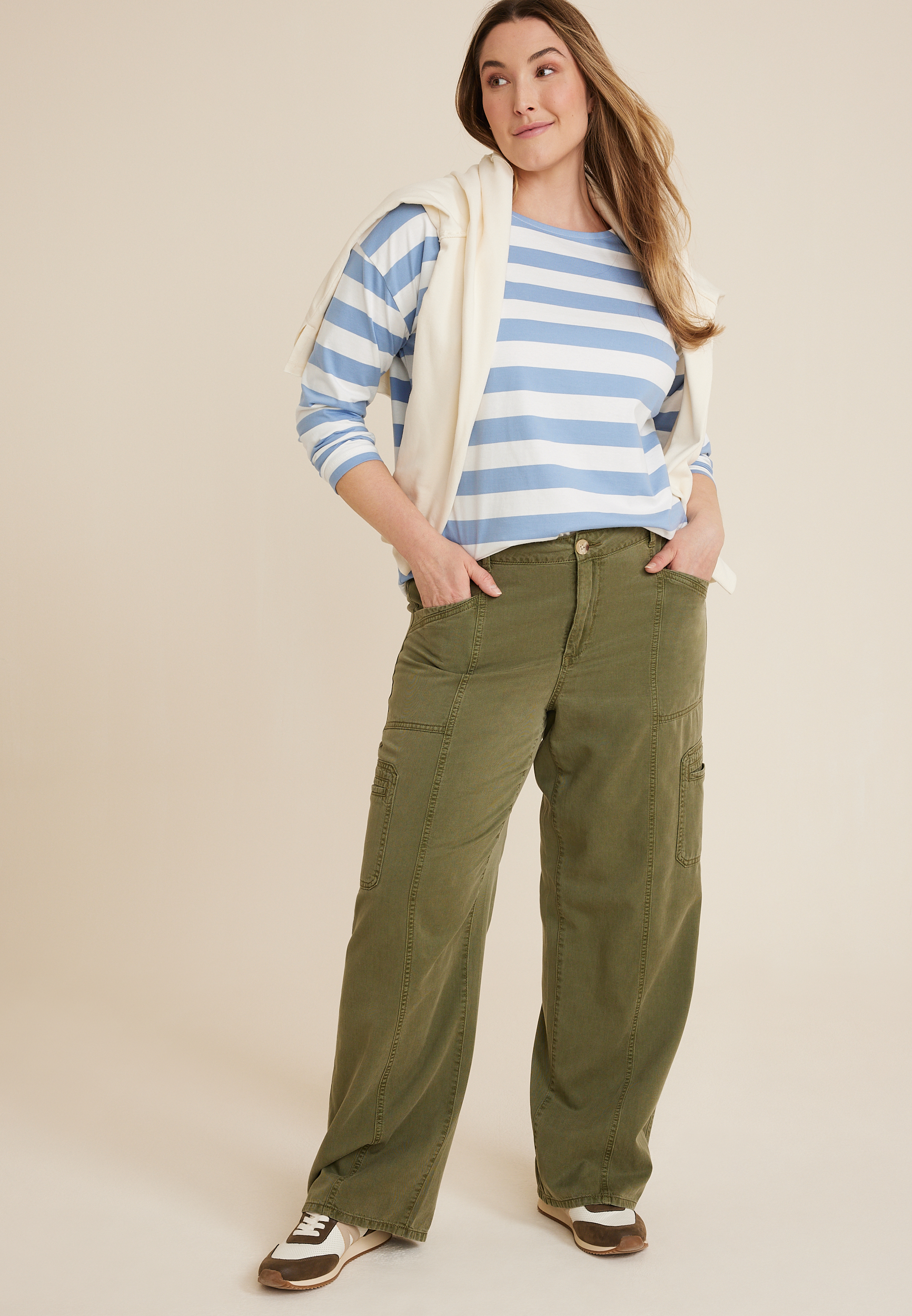 Plus Size Marina Striped Mixer Tee, C9004, large