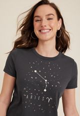 Zodiac Crew Neck Graphic Tee, C6633, small