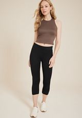 Ultra Soft High Rise Capri Legging, BLACK, small