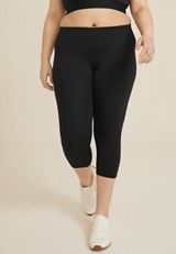 Plus Size Ultra Soft High Rise Capri Legging, BLACK, small