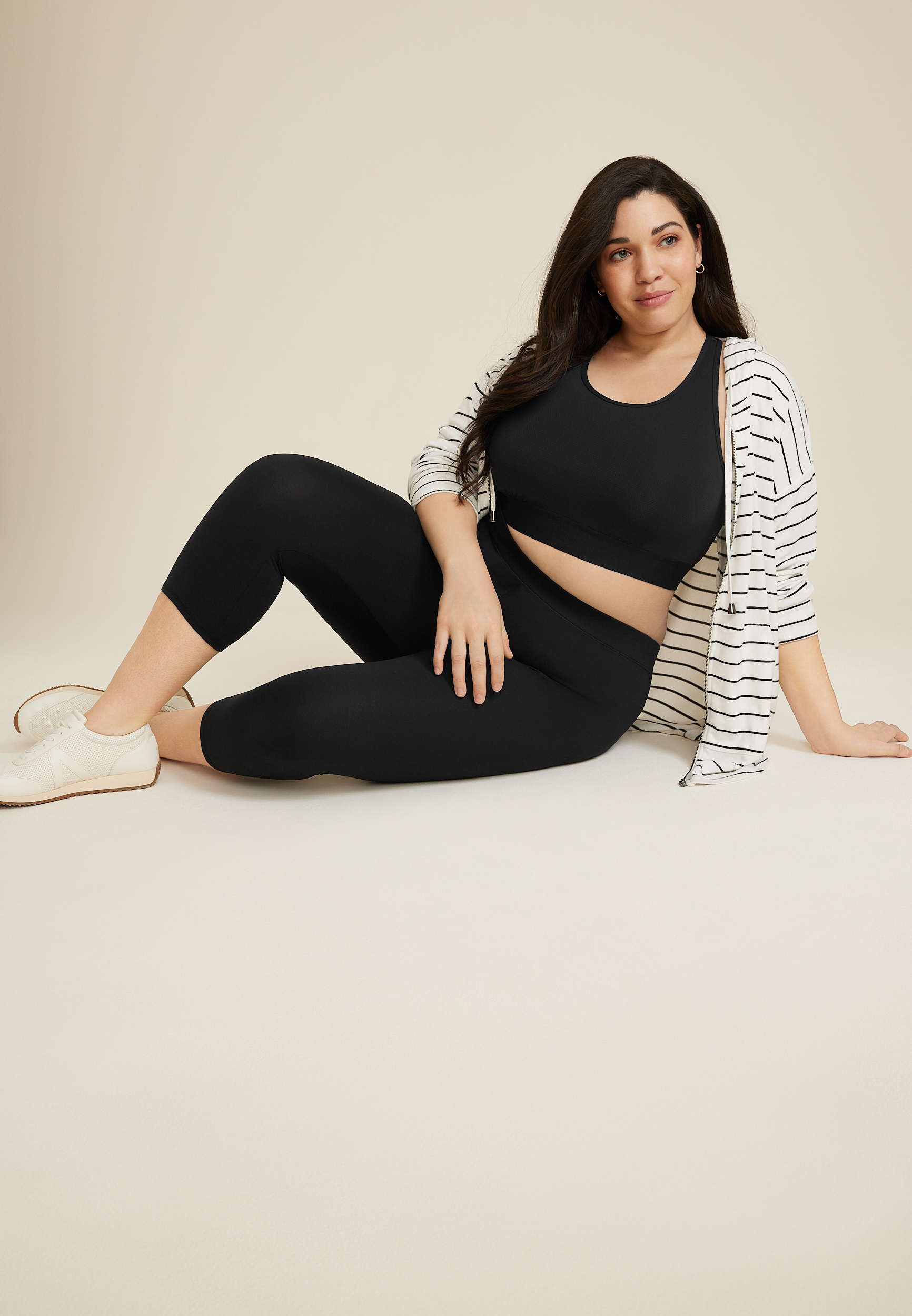 Plus Size Ultra Soft High Rise Capri Legging, BLACK, large