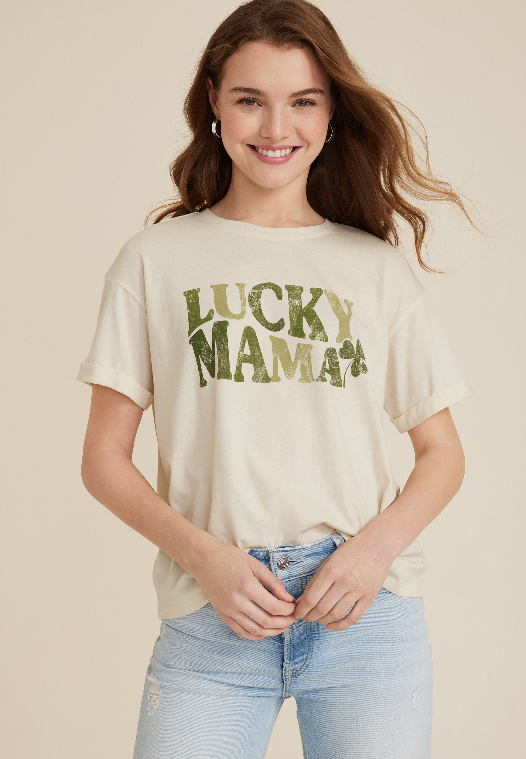 Lucky Mama Oversized Fit Graphic Tee