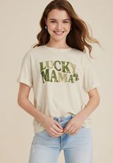Lucky Mama Relaxed Fit Graphic Tee, C9184, small