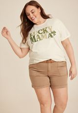 Plus Size Lucky Mama Graphic Tee, C9184, small