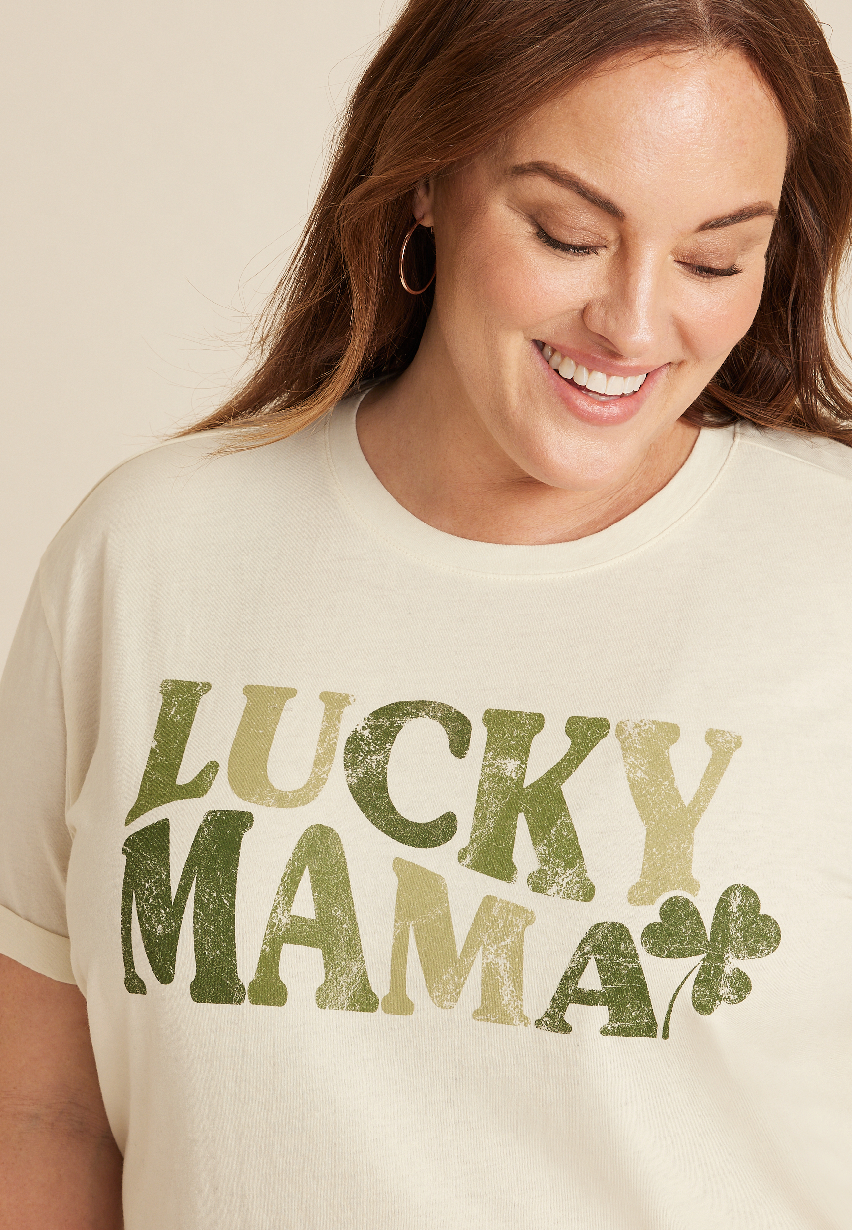 Plus Size Lucky Mama Graphic Tee, C9184, large
