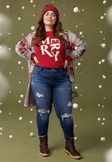 Plus Size edgely&trade; High Rise Ripped Super Skinny Jean, C258, small