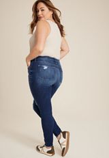 Plus Size edgely&trade; High Rise Ripped Super Skinny Jean, C258, small