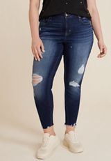 Plus Size edgely&trade; Curvy High Rise Ripped Super Skinny Jean, C258, small