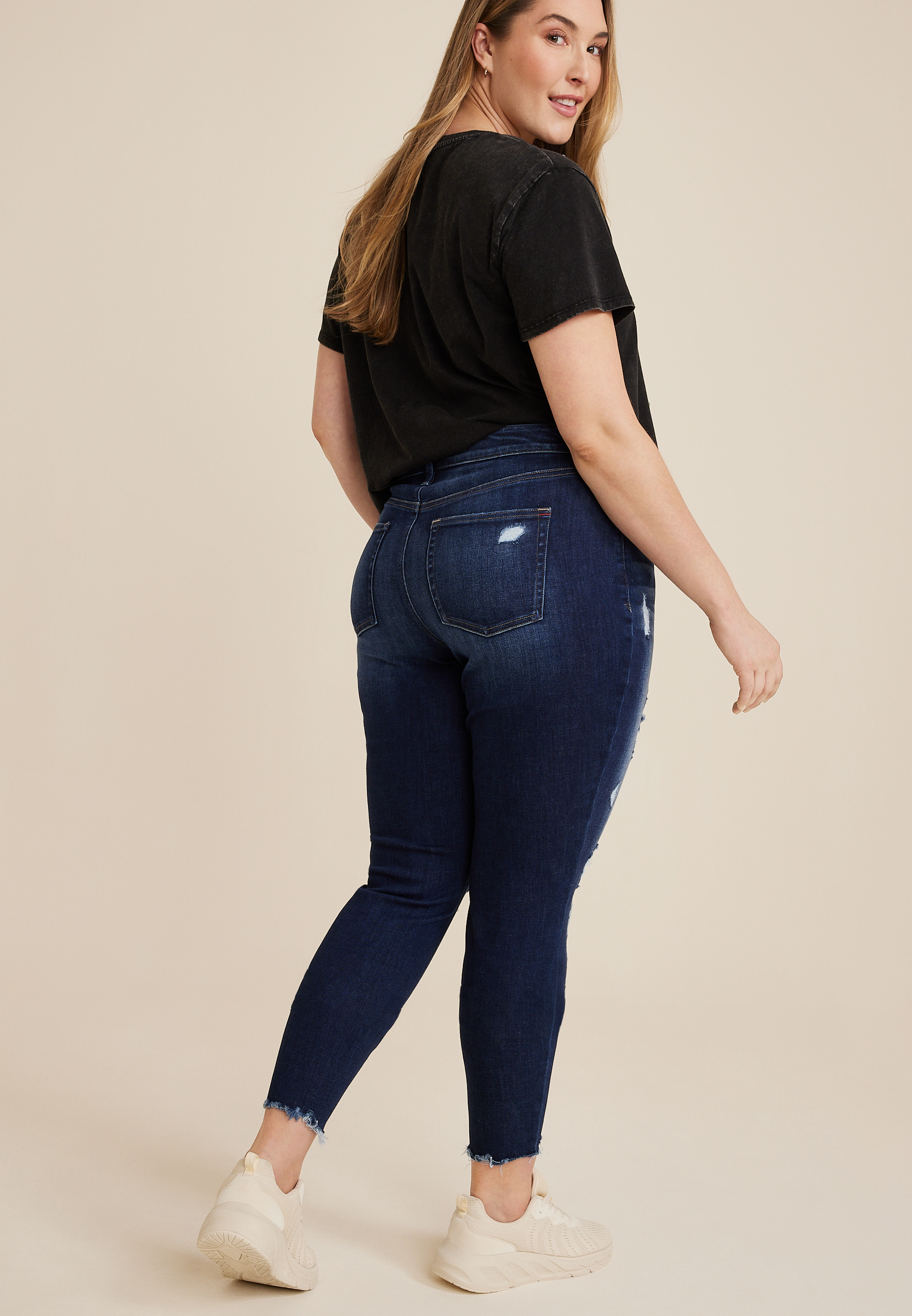 Plus Size edgely&trade; Curvy High Rise Ripped Super Skinny Jean, C258, large