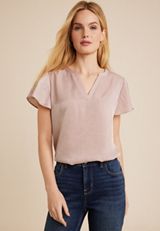 Atwood Satin Flutter Sleeve Blouse, C8233, small