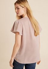 Atwood Satin Flutter Sleeve Blouse, C8233, small