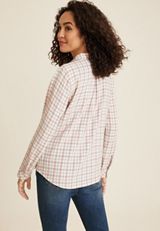 Pucker Plaid Button Up Shirt, C6136, small