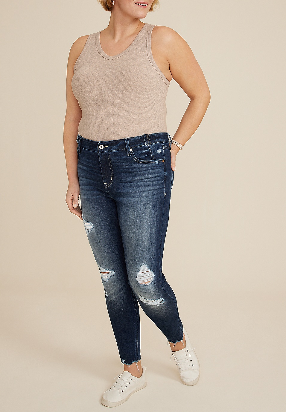 Plus Size edgely™ Curvy High Rise Ripped Super Skinny Jean