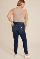 Plus Size edgely&trade; High Rise Mid Fit Ripped Super Skinny Jean, C258, small