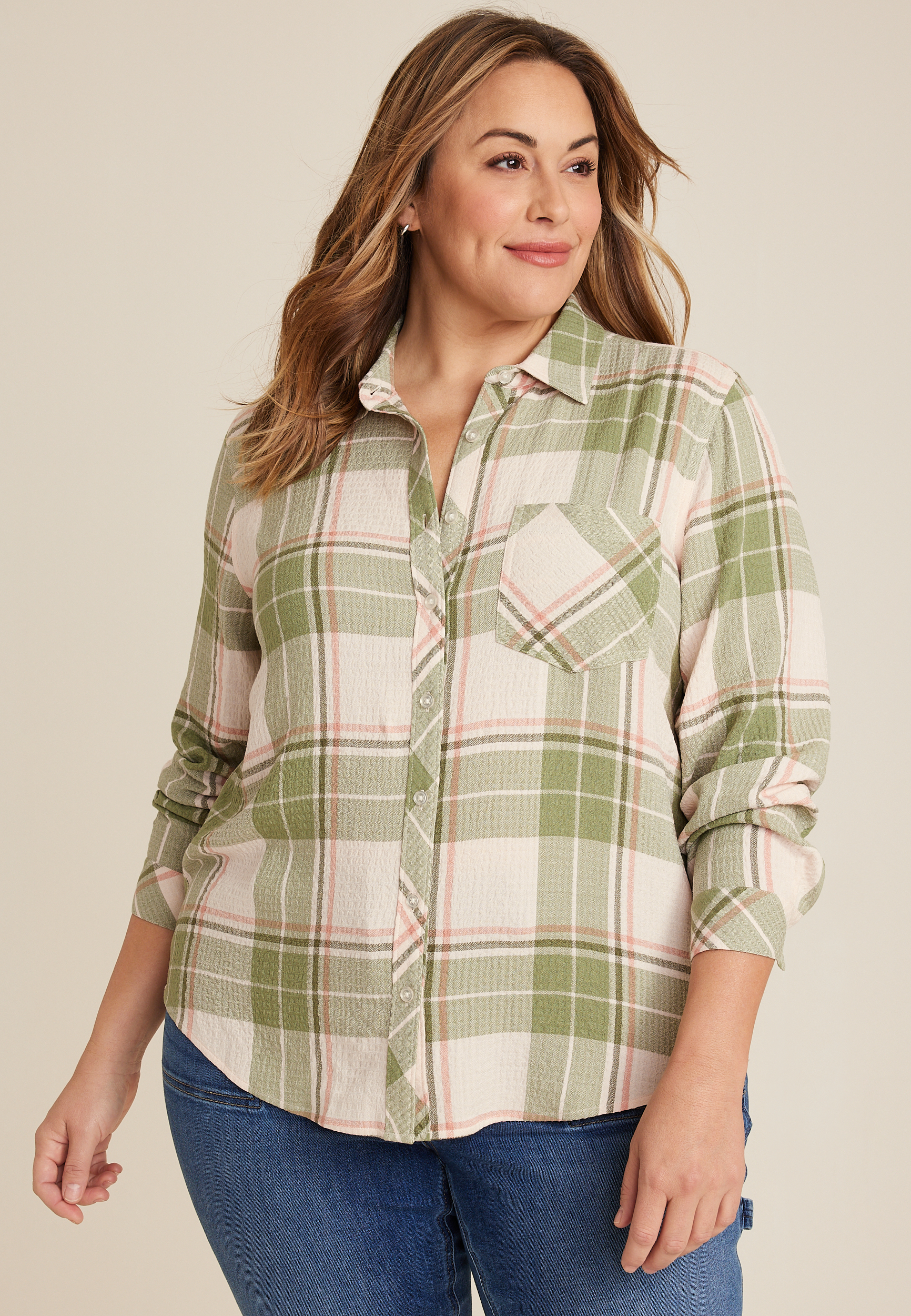 Niche - Plus - Pucker - Bermuda Top - Plaid main image 1