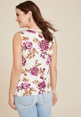 24/7 Morgan Floral V Neck Tank Top, C2380, small