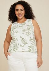Plus Size 24/7 Eagan Floral Crew Neck Tank Top, C2380, small