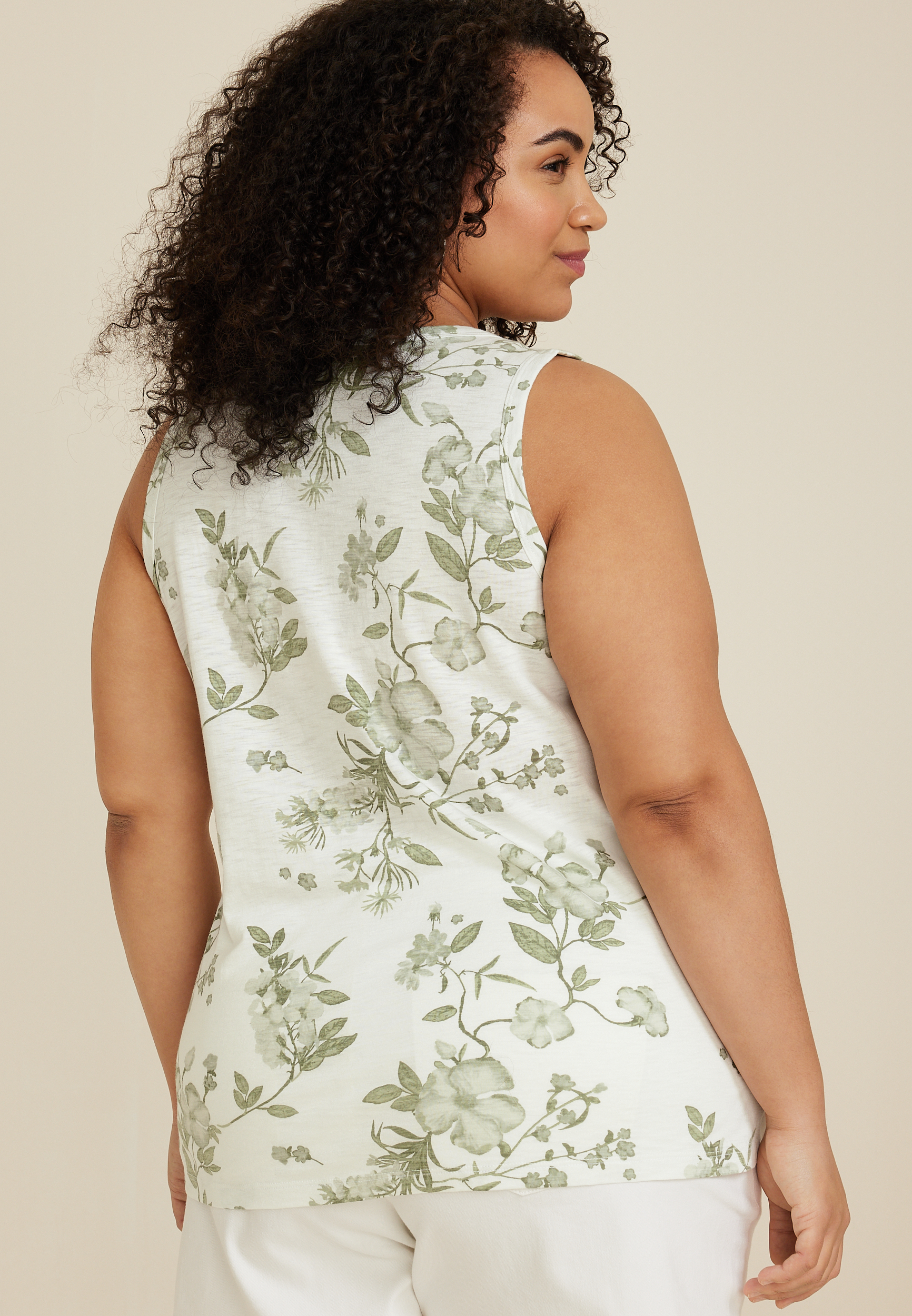Plus Size 24/7 Eagan Floral Crew Neck Tank Top, C2380, large