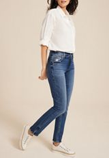 Goldie Blues&trade; Dark High Rise Slim Straight Jean, DARK SANDBLAST, small