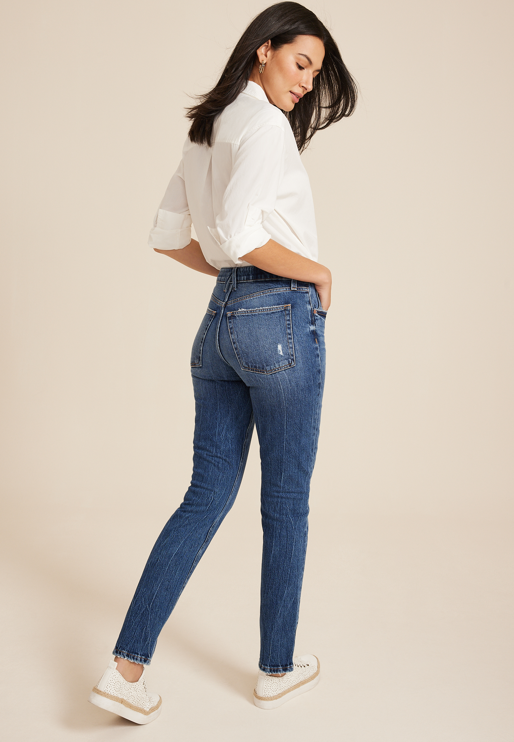 Goldie Blues&trade; Dark High Rise Slim Straight Jean, DARK SANDBLAST, large